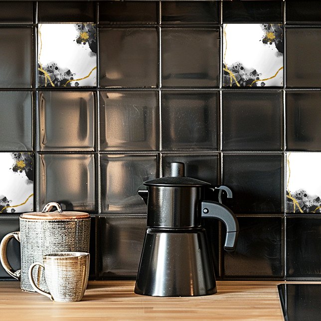 Azulejo Purpurina blanco y oro negro (Subido por el creador)