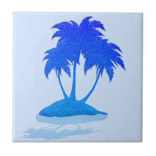 Azulejo Purpurina Blue Palms Tile Exotic Island Elija colo