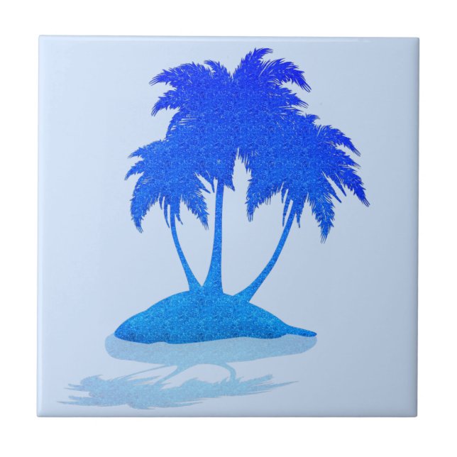 Azulejo Purpurina Blue Palms Tile Exotic Island Elija colo (Frente)
