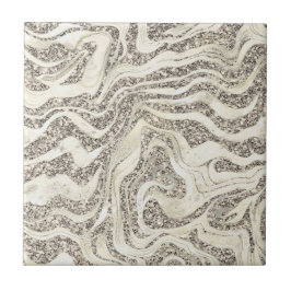 Azulejo Purpurina de mármol gris plateado Cute Girly Glam 