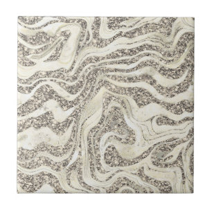 Azulejo Purpurina de mármol gris plateado Cute Girly Glam 