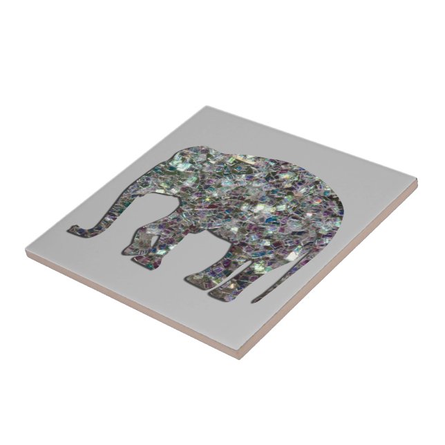 Azulejo Purpurina de mosaico de plata espumosa Elefante gr (Lado)
