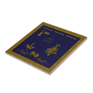 Azulejo Purpurina de navidades Holly Twig, adornos, velas,