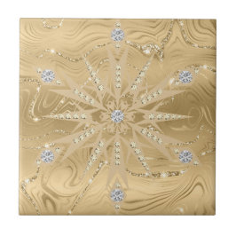Azulejo Purpurina de oro de lujo Snowflake & Diamond Patte