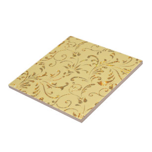 Azulejo Purpurina de oro Flores Cerámica Tile