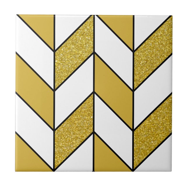 Azulejo Purpurina de oro moderno Herringbone Chevron Patte (Frente)