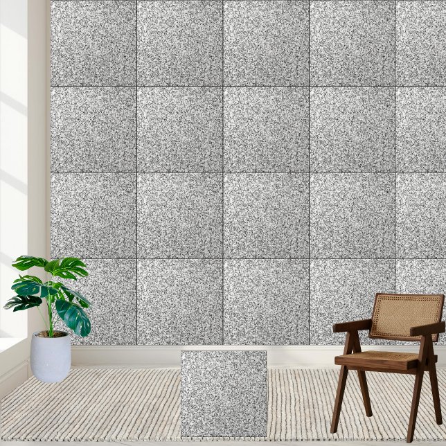 Azulejo Purpurina de plata esparcido mosaico cerámico (Sparkling Silver Glitter Ceramic Tile)