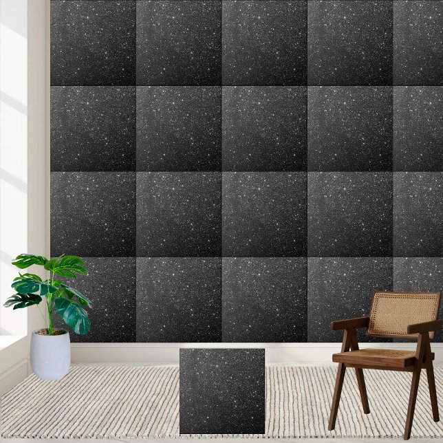 Azulejo Purpurina negro de lujo Sparkle Elegante y Moderno (Luxury Black Glitter Sparkle Elegant & Modern Ceramic Tile)