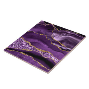 Azulejo Purpurina Purple Gold Marble Sparkle Tile