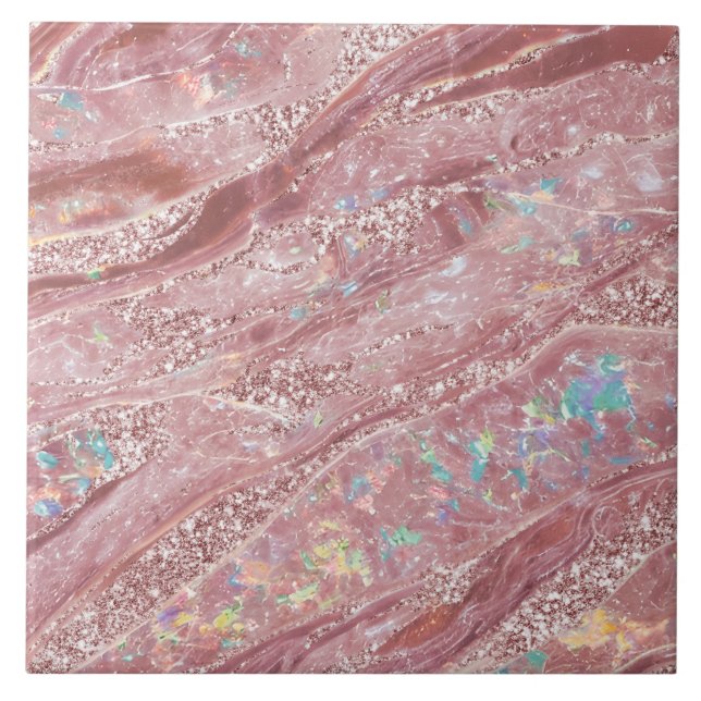 Azulejo Purpurina rosa elegante de mármol Rubor elegante m (Frente)