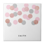 Azulejo purpurina rosa elegante de oro rosa pastel<br><div class="desc">Un diseño elegante y acogedor con grandes purpurinas de oro falso rosa,  puntos de confeti rosa y gris.</div>