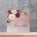 Azulejo Purpurina rosado moderno y espuma de flores con no<br><div class="desc">Purpurina rosado moderno y espuma de flores con nombre</div>