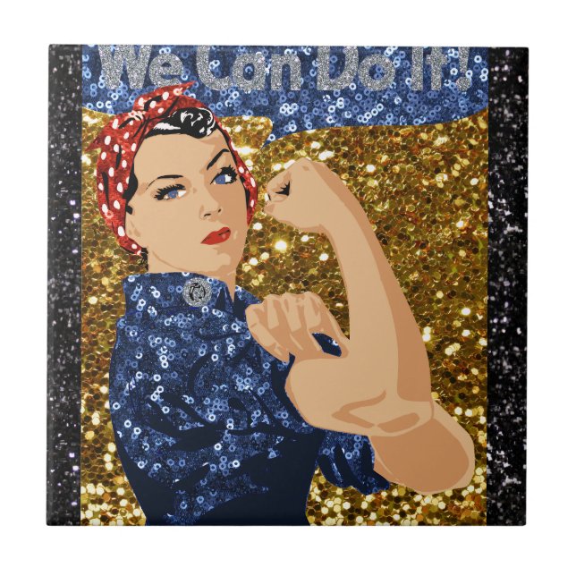 Azulejo purpurina rosie the riveter (Frente)