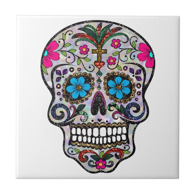 Azulejo purpurina Sugar Skull (Frente)