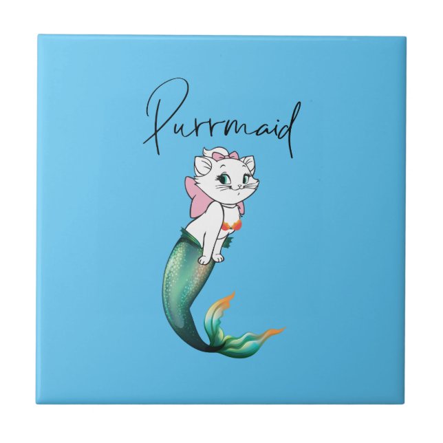Azulejo Purrmaid de gatito de gatito de comadreja - Diseño (Frente)