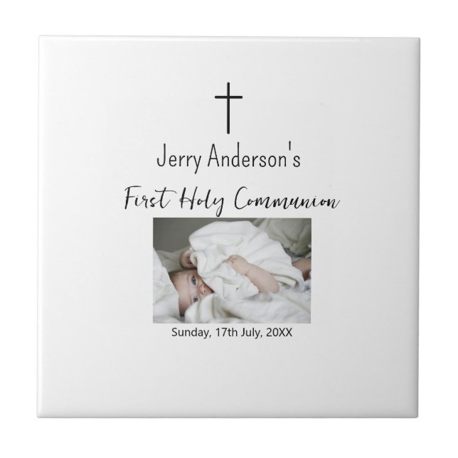 Azulejo QR mínimo de la primera comunión santa católica (Frente)