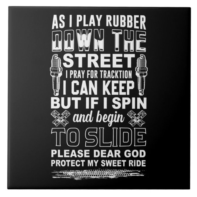 Azulejo Querido Dios proteja mi dulce regalo de motociclis (Frente)