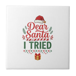 Azulejo Querido Santa Probó Gorro de Navidad Caja de Regal
