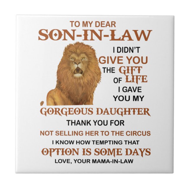 Azulejo Querido yerno, no te di el regalo de la vida (Frente)