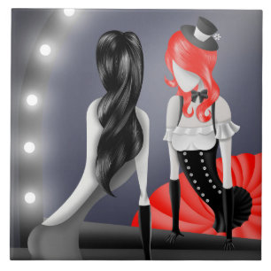 Azulejo Quirky Ballerina & Refección de bailarina Rojo