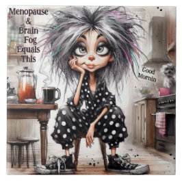 Azulejo Quirky Café Lady Menopause Tile Cerámico