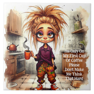 Azulejo Quirky Coffee Lady 1ª Copa Cerámica Tile
