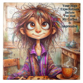 Azulejo Quirky Coffee Lady High Expectativas Tile Cerámico