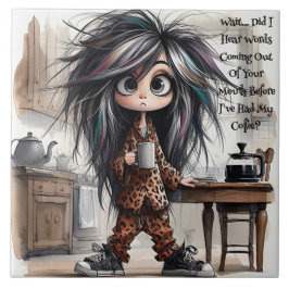 Azulejo Quirky Coffee Lady Wait Ceramic Tile