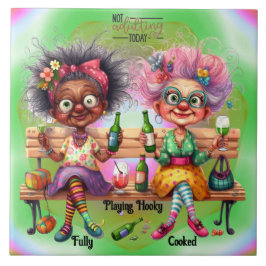 Azulejo Quirky Wine Ladies Adulto Ceramic Tile