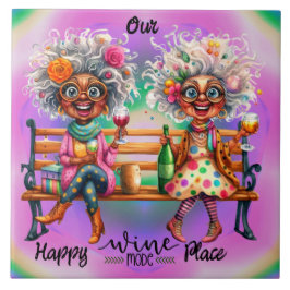 Azulejo Quirky Wine Ladies Happy Place Ceramic Tile
