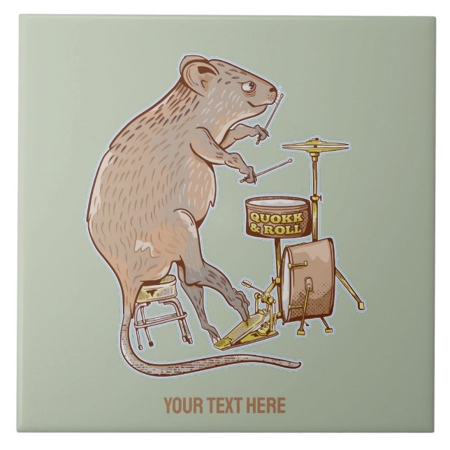 Azulejo Quokka Australian Animal Drummer (Frente)