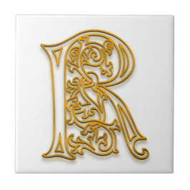 Azulejo R Monograma "Oro irlandés" Tile cerámico