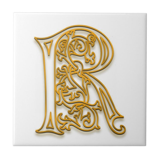 Azulejo R Monograma "Oro irlandés" Tile cerámico (Frente)