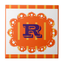 Azulejo R para naranja de personalizable retro