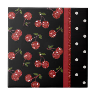 Azulejo RAB Rockabilly Cerezas Muy Cerezas Negro