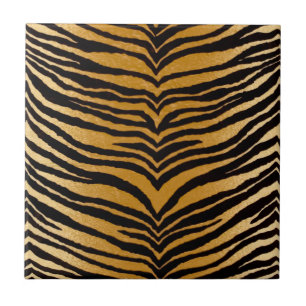 Azulejo RAB Rockabilly Negro y Dorado Estampado de Tigre