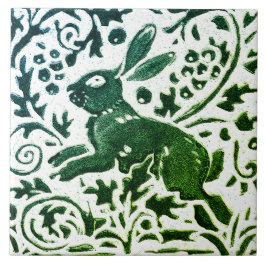 Azulejo Rabbit Batik Floral azul verde moderno