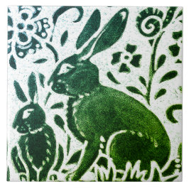 Azulejo Rabbit Batik Floral azul verde moderno