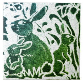 Azulejo Rabbit Batik Moderno Floral Azul Verde Floral Wood