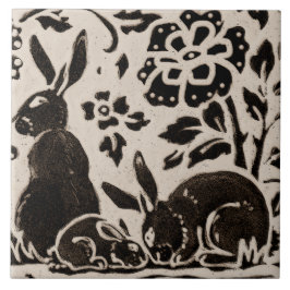 Azulejo Rabbit Batik Stoneware Woodland Animal Tan Brown