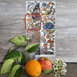 Azulejo Rabbit Bird Jacobean Floral Tile Mural 8pc L Fila 