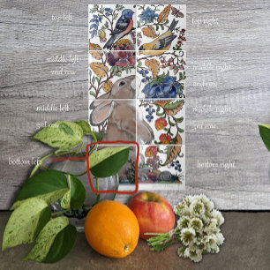 Azulejo Rabbit Bird Jacobean Floral Tile Mural 8pc L Fila