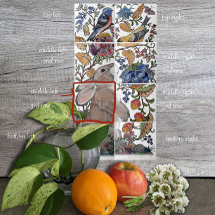 Azulejo Rabbit Bird Jacobean Floral Tile Mural 8pc L Fila