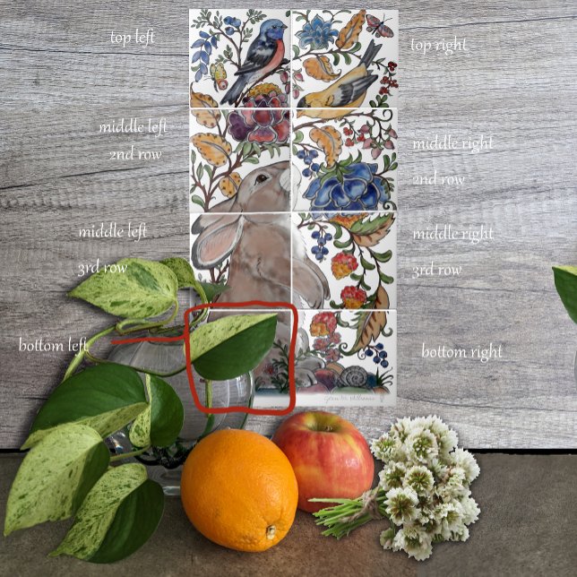 Azulejo Rabbit Bird Jacobean Floral Tile Mural 8pc L Fila  (Subido por el creador)