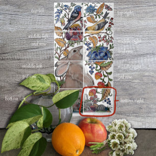 Azulejo Rabbit Bird Jacobean Floral Tile Mural 8pc R Fila