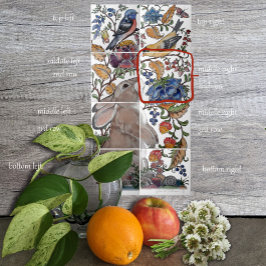 Azulejo Rabbit Bird Jacobean Floral Tile Mural 8pc R Row2