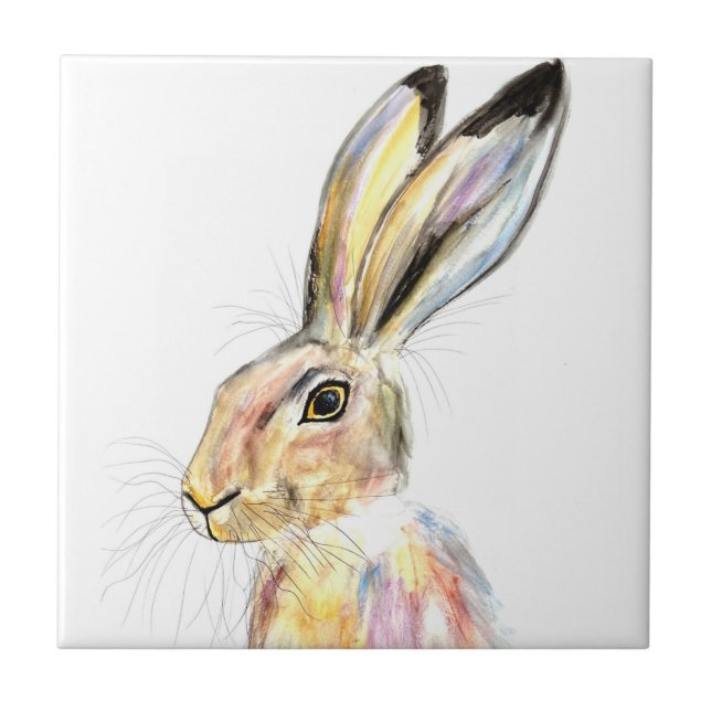 Azulejo Rabbit Bunny Hare Animal Floral Wildlife Cute Cera (Frente)