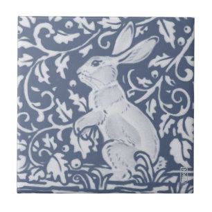 Azulejo Rabbit Denim Blue White Botanic Dedham Delft