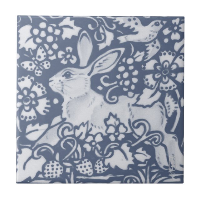 Azulejo Rabbit Hare Denim Blue Botanham Delft (Frente)