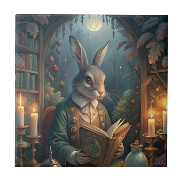 Azulejo Rabbit Reading (Frente)